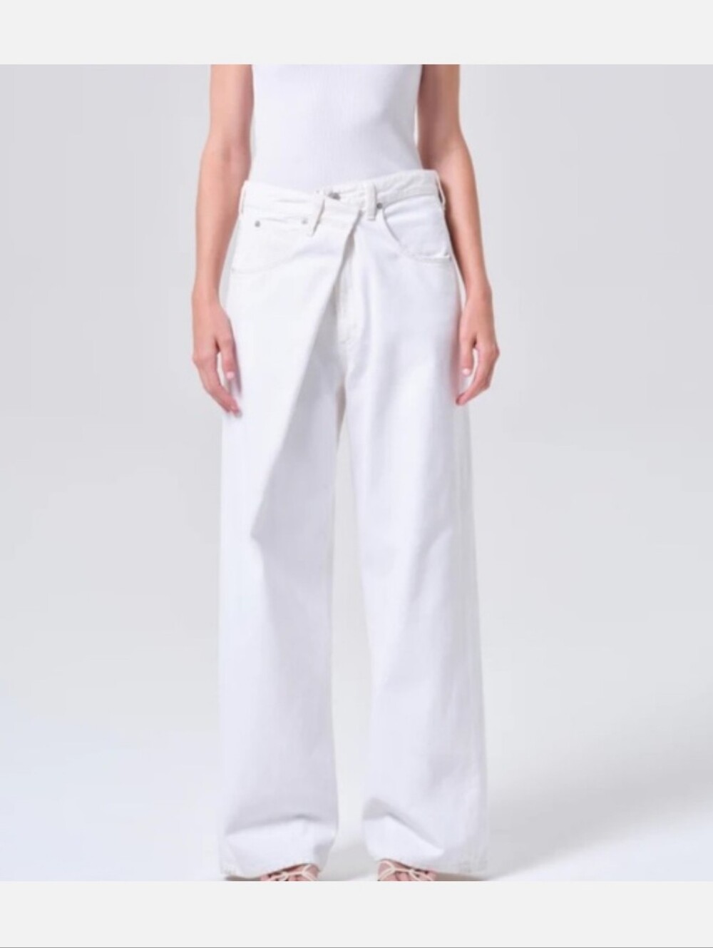 NWT Agolde Vana Fold Jean White Milkshake Cotton Denim Wide Leg 23
